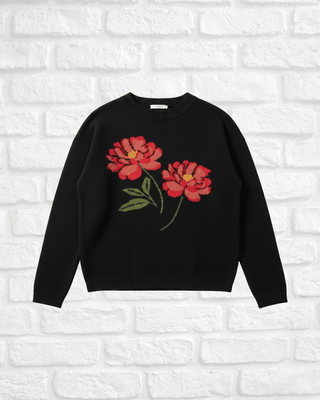 Seasalt Cornwall Derowen Intarsia Knit Flower Jumper