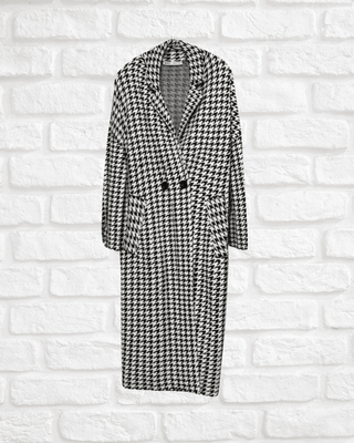 Zara Houndstooth Knit Coat