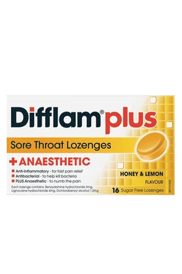 Difflam Lozenge Plus Anaesthetic Honey and Lemon 16