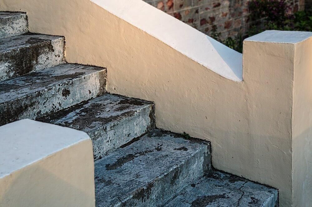 Lichen growth on stairs prior to removal with a Moss Killer