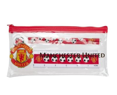 Manchester United Clear Pencil Case Stationery Set