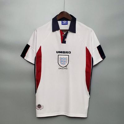 1998 England Home Retro Kit   - WHITE/RED