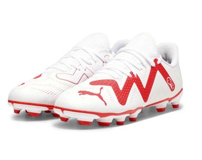 Future Play FG/AG Jnr Boots - WHITE/FIRE ORCHID
