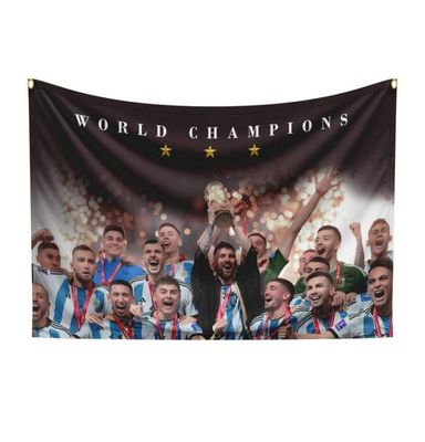 Messi Argentina World Champs 3 Star Fabric Poster