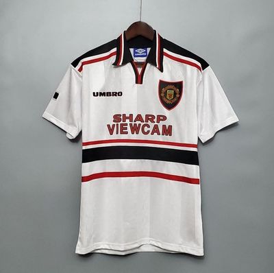 1998-1999 Man United Away Retro Kit &#039;7 Beckham&#039; on back  - WHITE