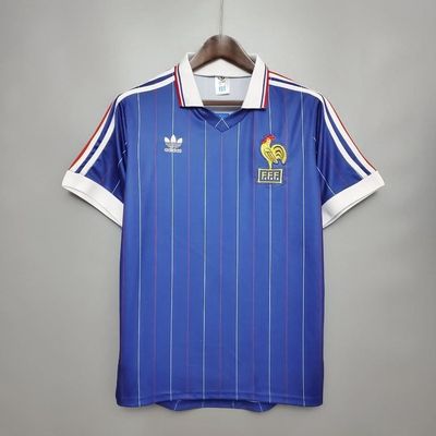 1982 France Home Retro Kit &#039;10 Platini&#039; on back - BLUE