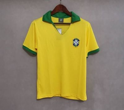 1957 Brazil Replica Home Shirt &#039;10 Pele&#039; on back - YELLOW