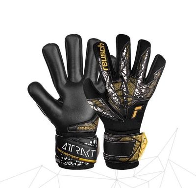 Reusch Silver NC Finger Support Gloves - BLACK/GOLD/WHITE