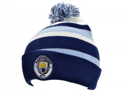 Manchester City FC Knitted Bobble Hat - SKY BLUE/NAVY