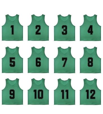 Numbered 1-12 Adult Mesh Bibs - GREEN