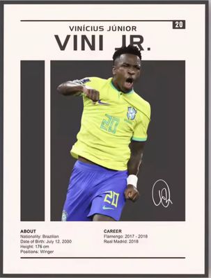 Vini Jr Brazil Canvas Poster 30cm x 45cm