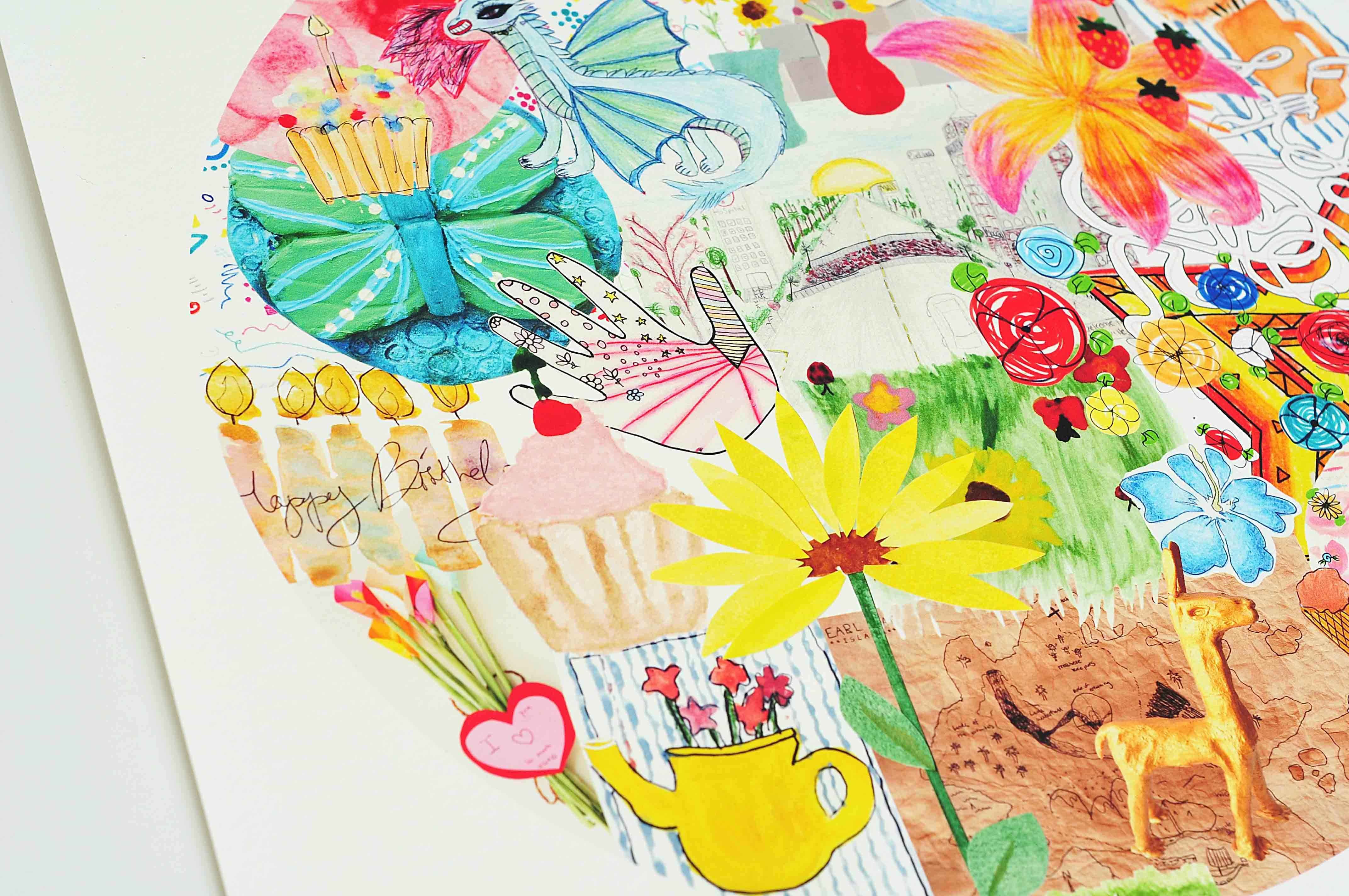 Printed collage close‑up