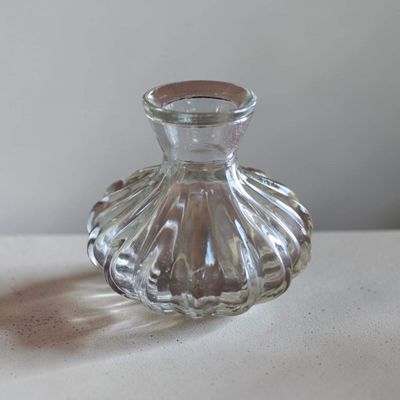 Ribbed Clear Glass Bud Vase