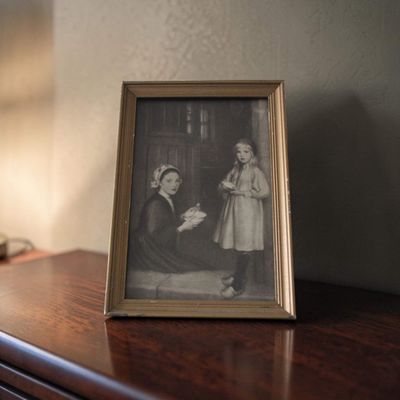Framed Vintage-Style Black &amp; White Print