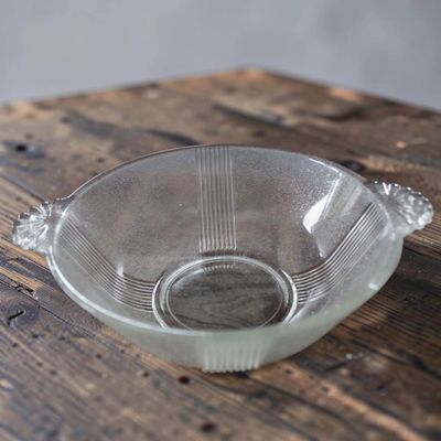 Pressed Glass Serving Bowl with Shell Handles