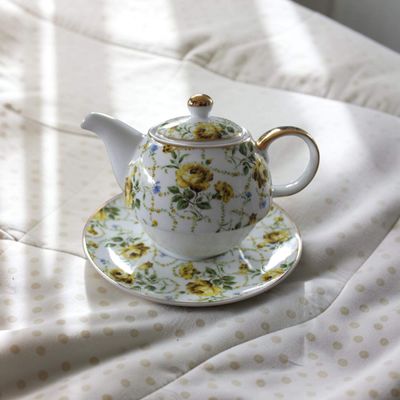 Olde Country Collection Floral Teapot and Saucer