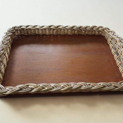 Penrose Woven Rattan &amp; Wood Serving Tray
