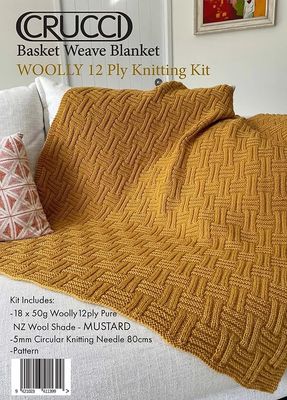 Basket Weave Blanket Knitting Kit - 12ply pure wool