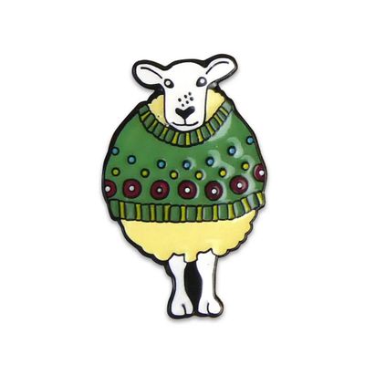 Emma Ball Pin in a Tin &quot;Sheep in Green Sweater&quot;