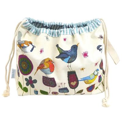 Emma Ball &quot;Stitched Birdies&quot; Drawstring Bag