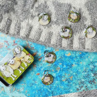 Emma Ball &quot;Felted Sheep&quot; Stitch Markers in Pocket Tin