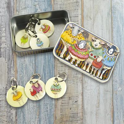 Emma Ball &quot;Sheep in Sweaters II&quot; Stitch Markers in Pocket Tins