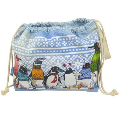 Emma Ball &quot;Penguins in Pullovers&quot; Drawstring Bag