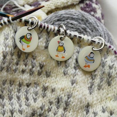 Emma Ball &quot;Woolly Puffin&quot; Stitch Markers in Set