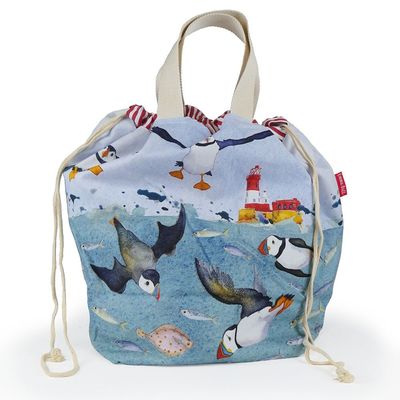 Emma Ball &quot;Diving Puffins&quot; Large Bucket Bag