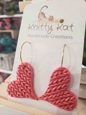 Knittykat earrings - &quot;knitting&quot; themed earrings