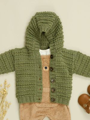 WYS &quot;Charlie&quot; Textured Hoody &amp; Cardigan (Printed) in Bo Peep DK by Sarah Hatton