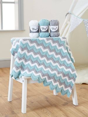 WYS &quot;Zig Zag&quot; Knitted Baby Blanket (Printed) Pattern, designed by Jacinta Bowie.