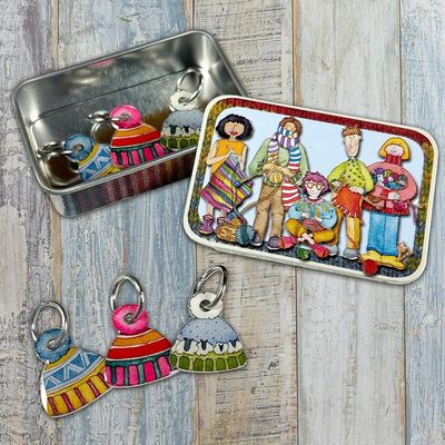 Hat Stitch Markers in a Pocket Tin by Emma Ball