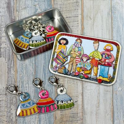 Hat Crochet Stitch Markers in a Pocket Tin by Emma Ball