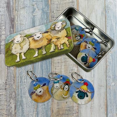 Happy Sheep Stitch Markers in a Pocket Tin by Emma Ball