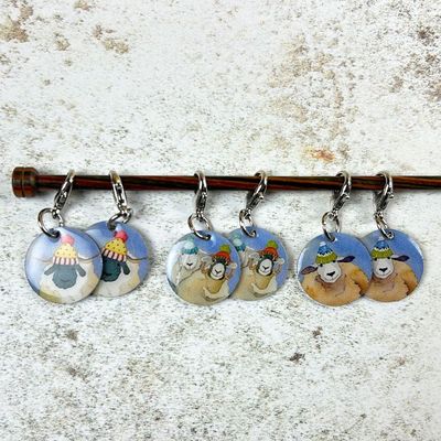 Happy Sheep Crochet Stitch Markers (Set of 6) by Emma Ball