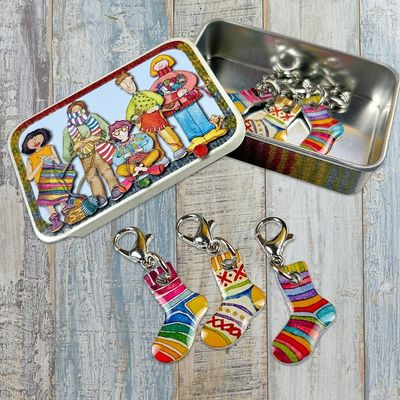 Sock Crochet Stitch Markers in a Pocket Tin by Emma Ball