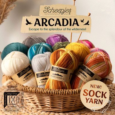 Scheepjes Arcadia Sock yarn, 4ply, 100g