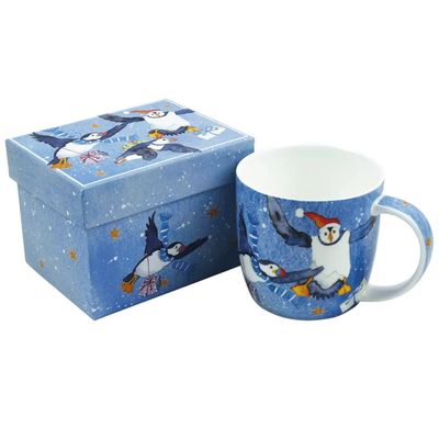 Emma Ball &quot;Christmas Puffins&quot; Bone China Mug