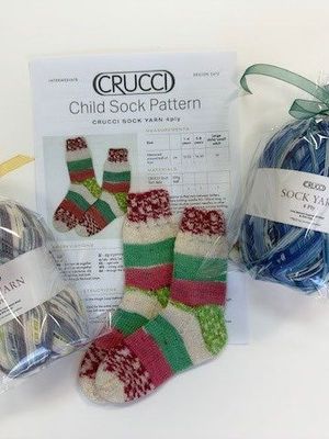 Child's Sock Knitting Kit - 4ply sock yarn and pattern in cellophane bag