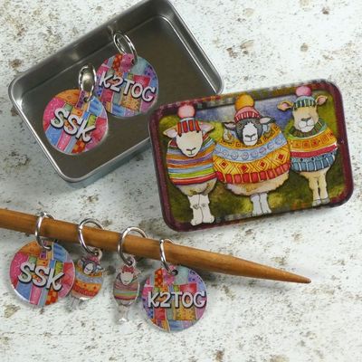 Emma Ball Decrease 6 Stitch Markers in a pocket tin