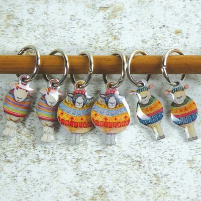 Striped Sheep Stitch Markers (set of 6)