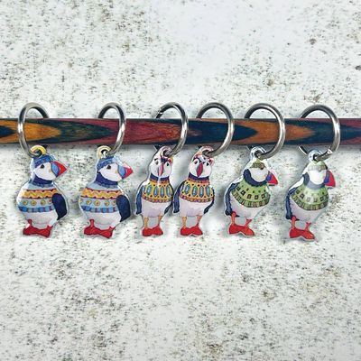 Emma Ball "Woolly Puffins" Die Cut Stitch Markers (set of 6)
