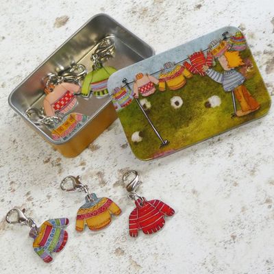 Emma Ball "Jumpers" Crochet Markers in a Jumper pocket tin