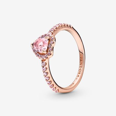 Sparkling Elevated Heart Ring Pink