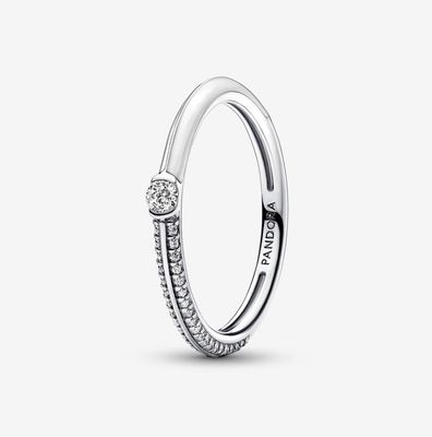Pandora White Enamel And Cubic Zirconia Ring