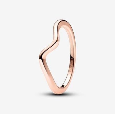 Polished Wave Ring Rose-Gold Plated