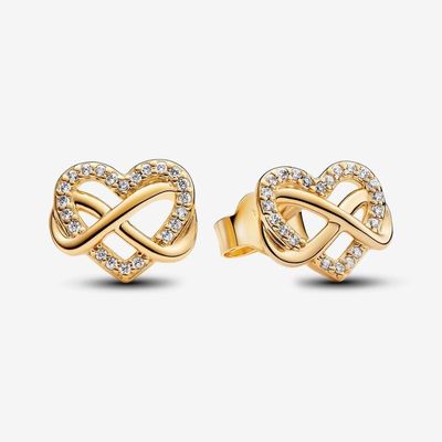 Sparkling Infinity Heart Stud Earrings