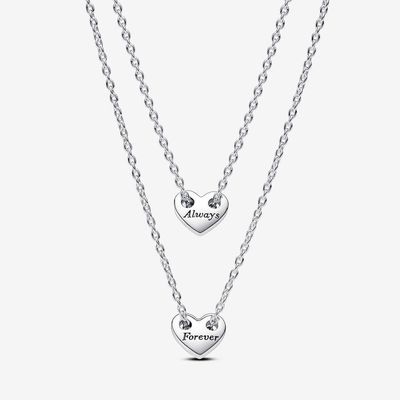 Forever &amp; Always Splittable Heart Collier Necklaces