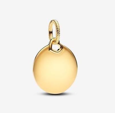 Engravable Round Tag Dangle Charm Gold-Plated